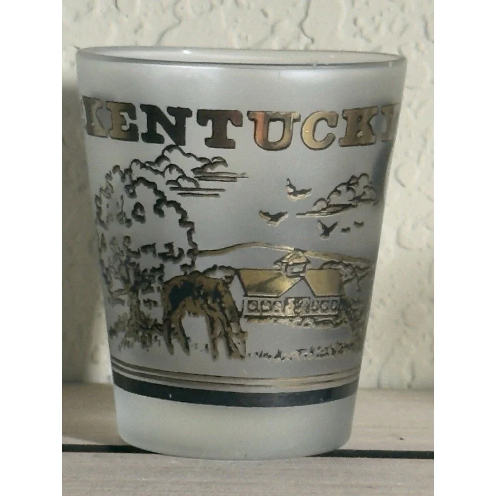 Vtg Souvenir Frosted Kentucky Shot Glass